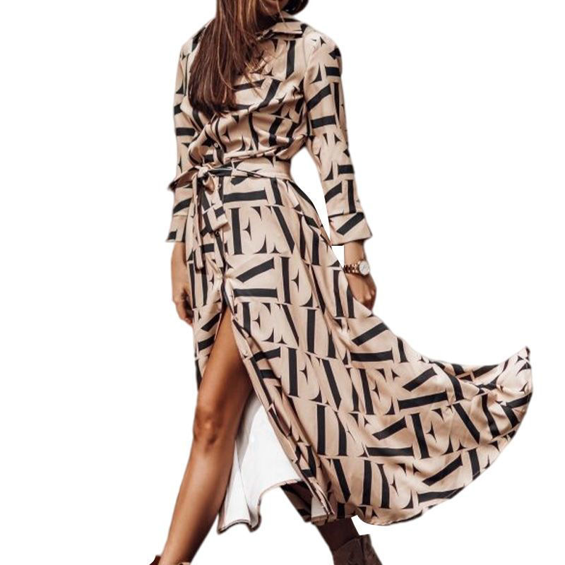 Picture of Black & beige printed shirt dress