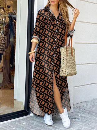 Picture of Tiger print brown dress