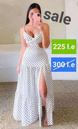 Picture of White dot ruffle maxi dress