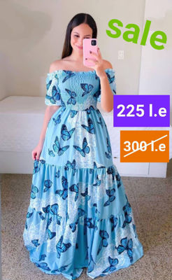 Picture of Butterfly baby blue off shoulder dress