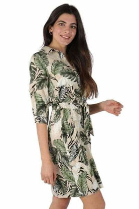 Picture of Green leaf print shirt dress