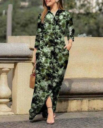 Picture of Green patches long dress