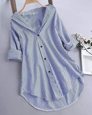 Picture of Blue striped lady's casual shirt