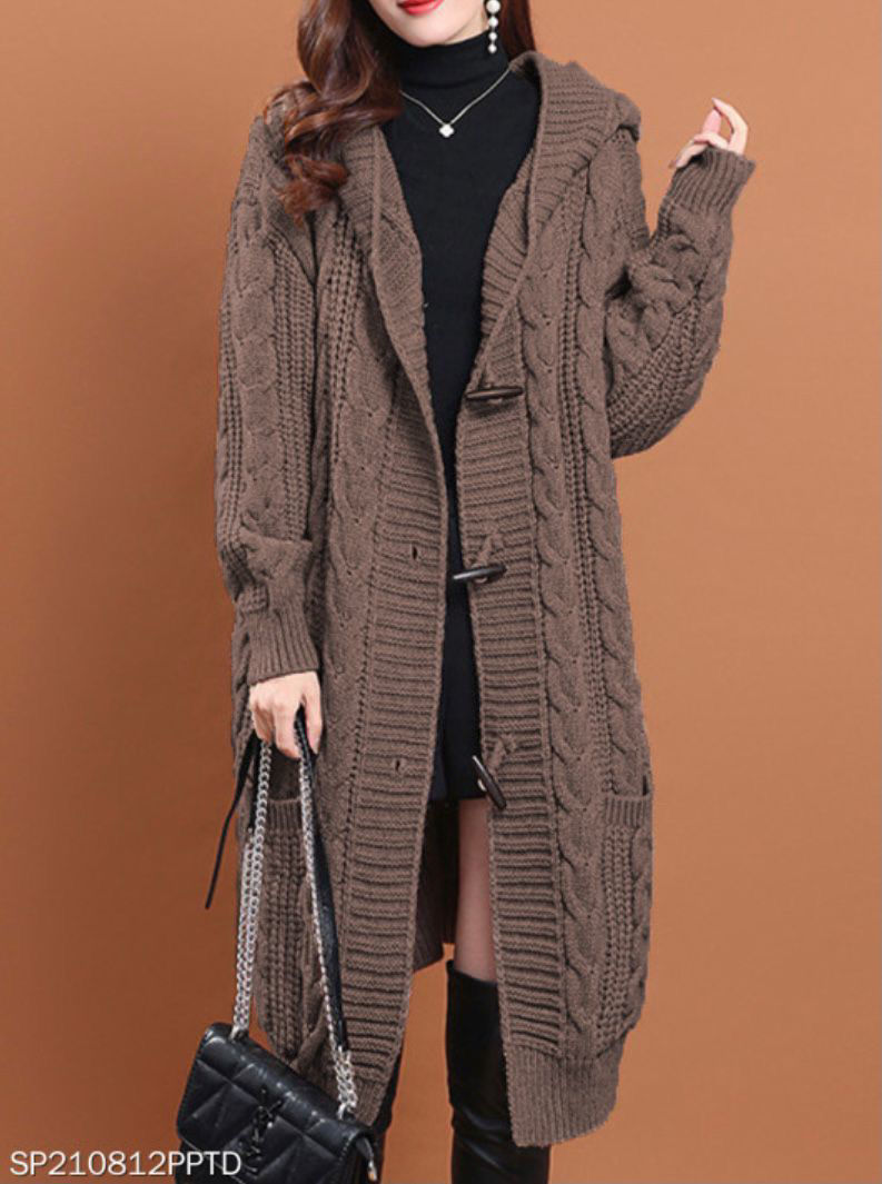 Picture of Casual long brown overcoat