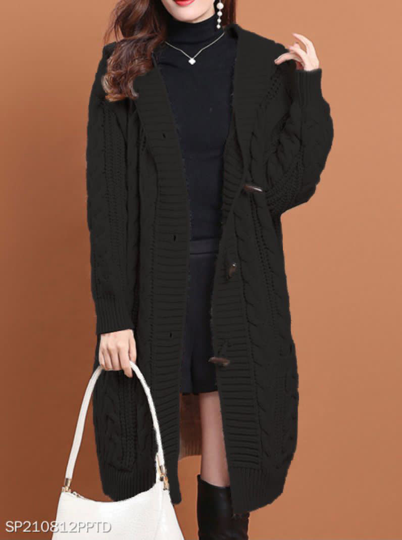 Picture of Casual long black overcoat