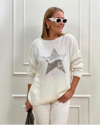 Picture of Oversized off white star pullover