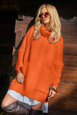Picture of Women's high neck casual orange pullover