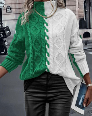 Picture of Oversized high neck green pullover